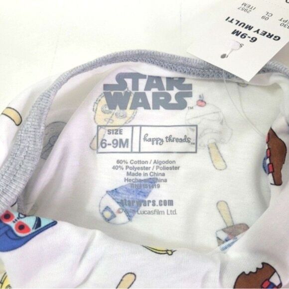 Star Wars Baby Bodysuit & Romper 2pc Set 6-9M Adorable by Happy Threads New! - Picture 8 of 12